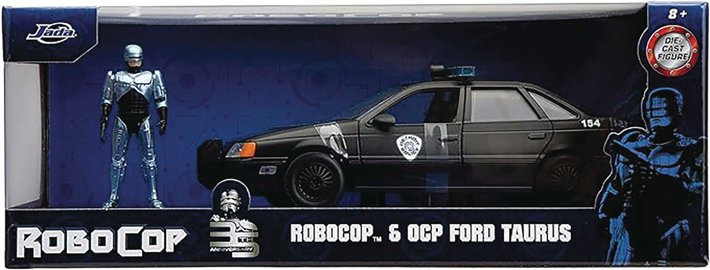 Robocop 1986 Ford Taurus Chrome with Figure 1/24 Die-Cast Vehicle