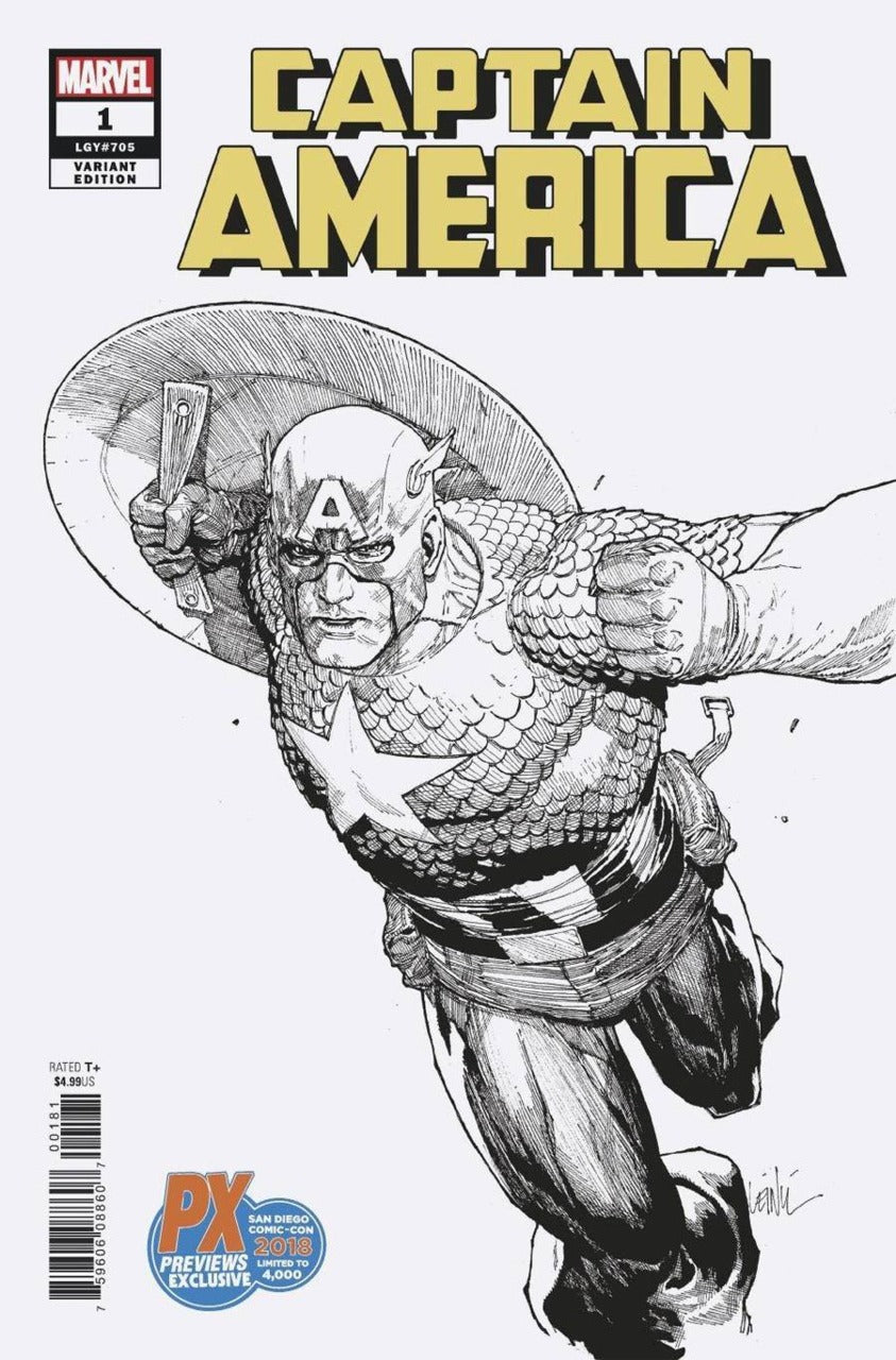 Captain America (2018) # 1 Leinil Francis Yu Previews PX B&W Variant