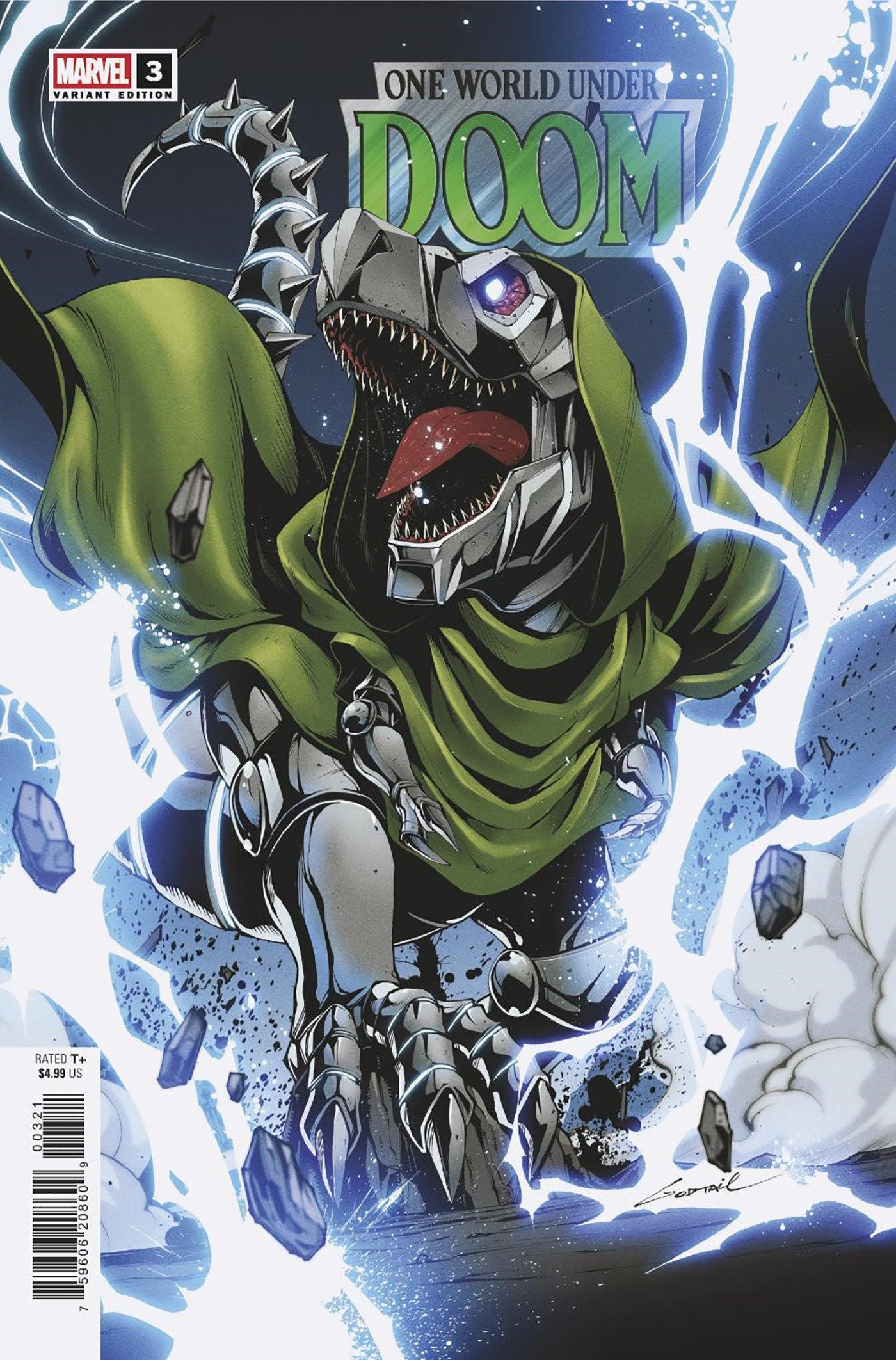 One World Under Doom (2025) #3 (of 9) Godtail Doomasaur Variant