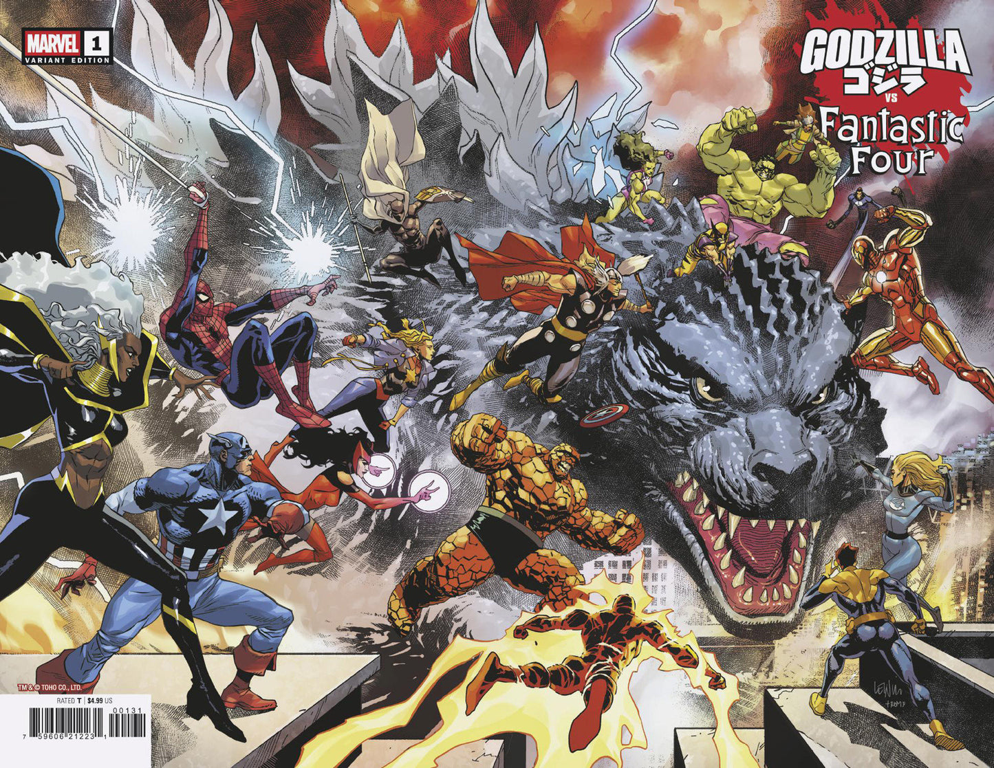 Godzilla vs Fantastic Four (2025) #1 Leinil Yu Wraparound Variant