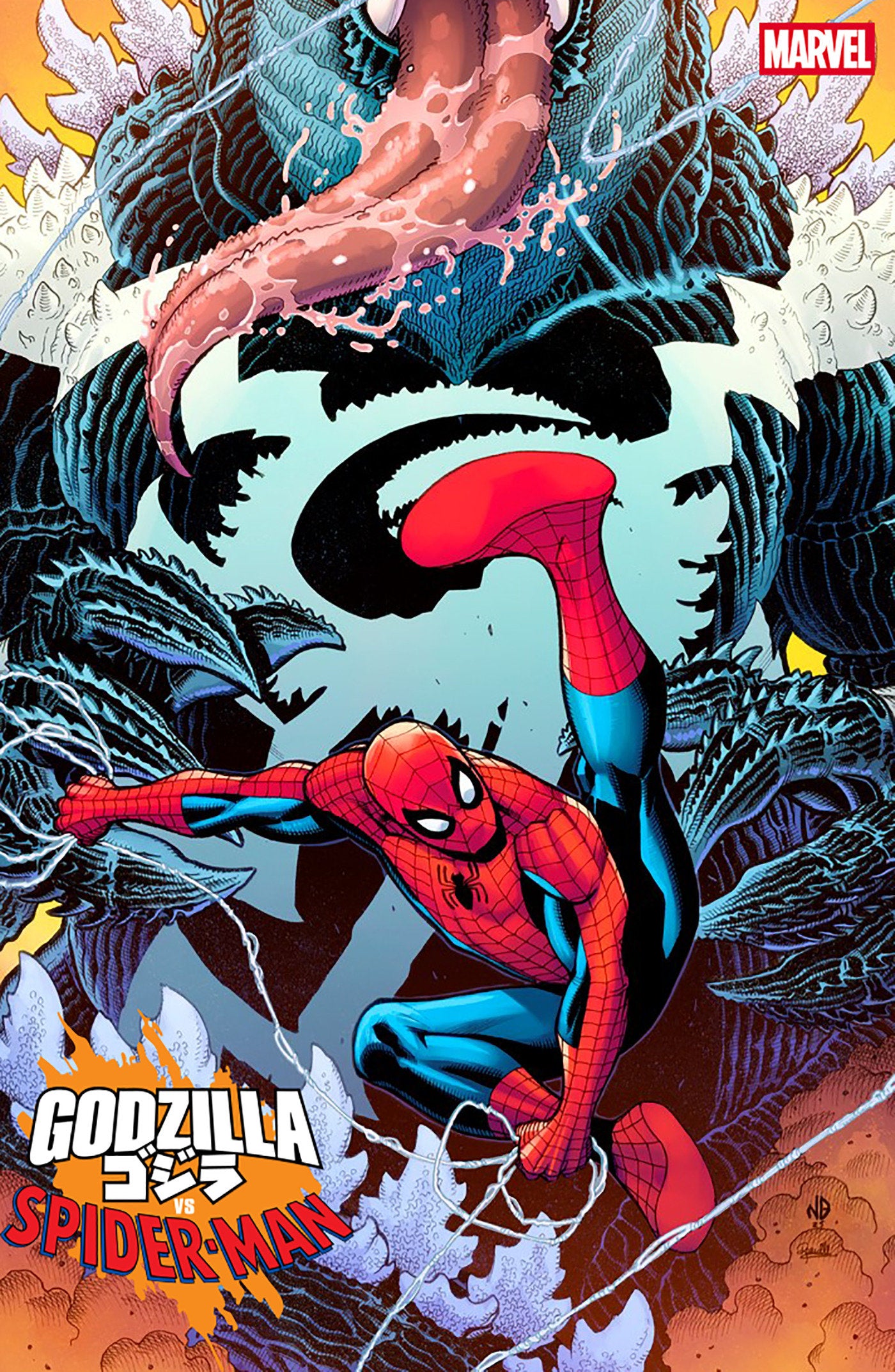 Godzilla vs Spider-Man (2025) #1 Nick Bradshaw Venomized Godzilla Variant