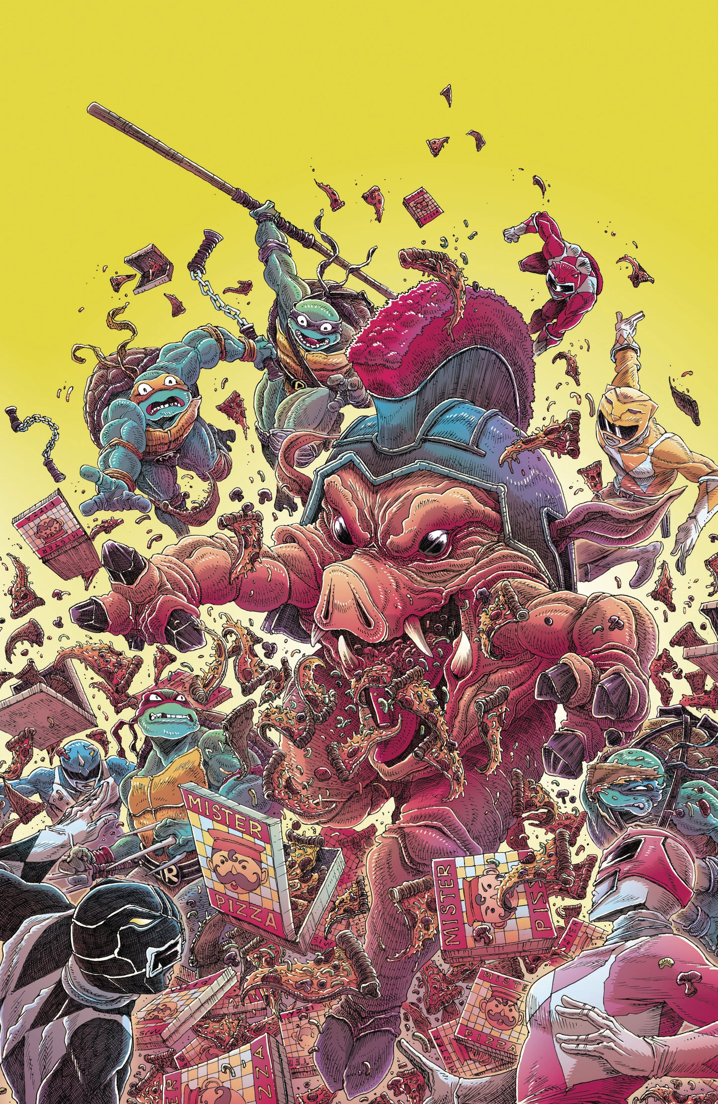 Mighty Morphin Power Rangers/Teenage Mutant Ninja Turtles III (2025) #1 Cover I Stokoe 1:25 Virgin Variant