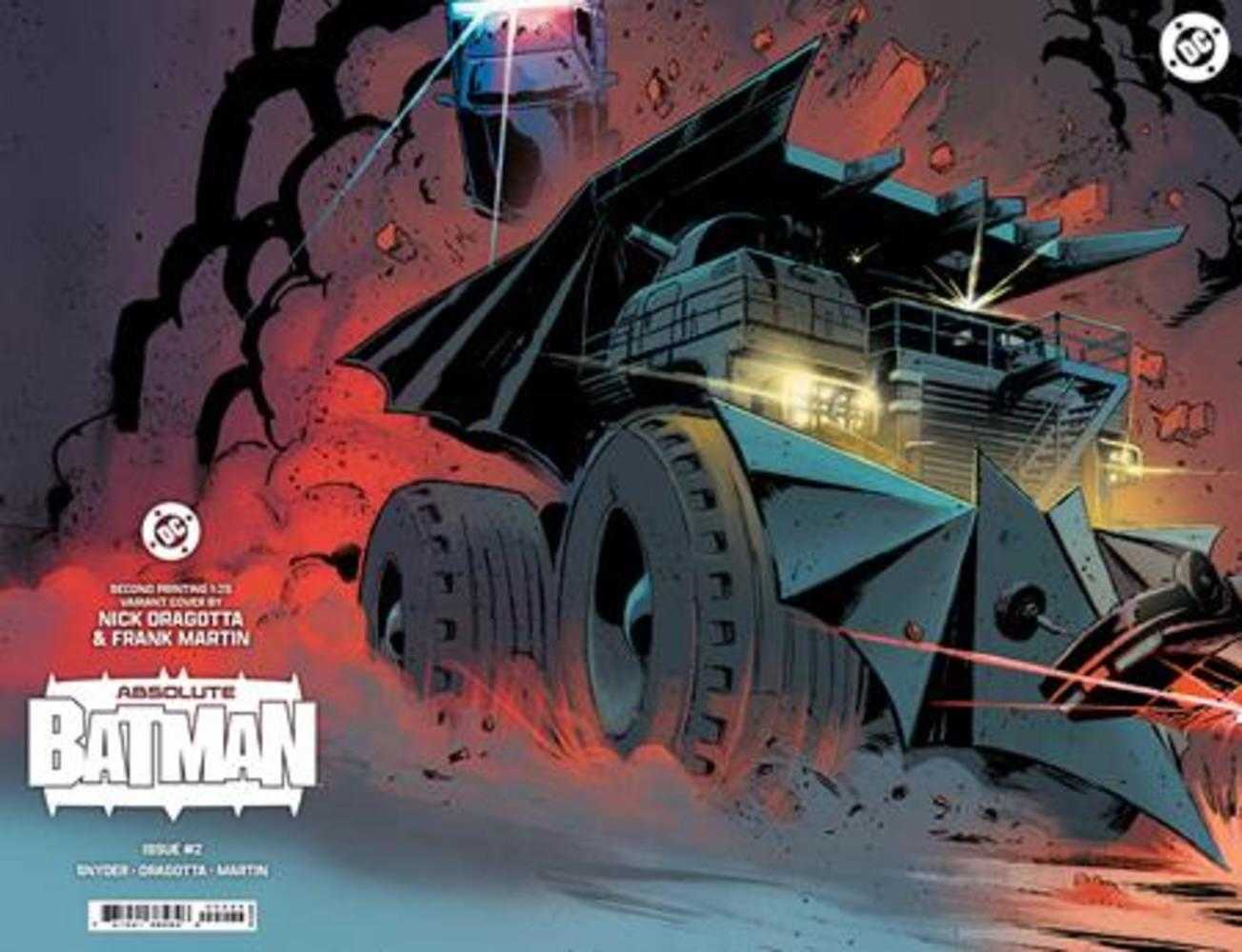 Absolute Batman #2 2nd Print Cover D 1 in 25 Nick Dragotta Batmobile Wraparound Card Stock Variant