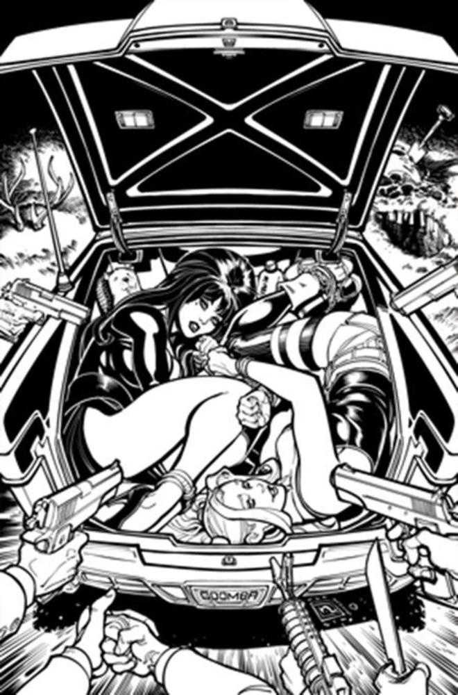 Harley Quinn X Elvira #2 Cover O Chad Hardin Line Art 1:15 Virgin Variant