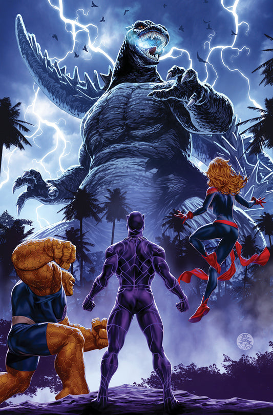 Godzilla Destroys The Marvel Universe (2025) #4 Mark Brooks 1:50 Virgin Variant