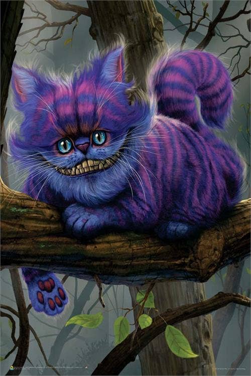 Cheshire Cat Non Flocked Blacklight Poster – Psychedelic Décor: Shrinkwrapped on Cardboard